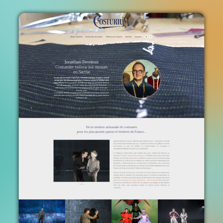 Costurium : création du site internet de Jonathan Devrieux, costumier tailleur