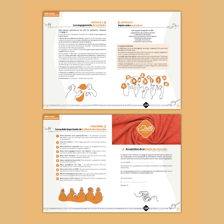 SCOP Maille Création : création d'une charte de l'associé - graphisme et illustrations