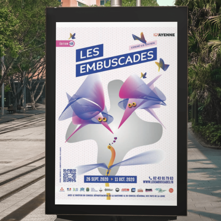 Création d'affiche du festival d'humour des Embuscades de Cossé-le-Vivien en Mayenne